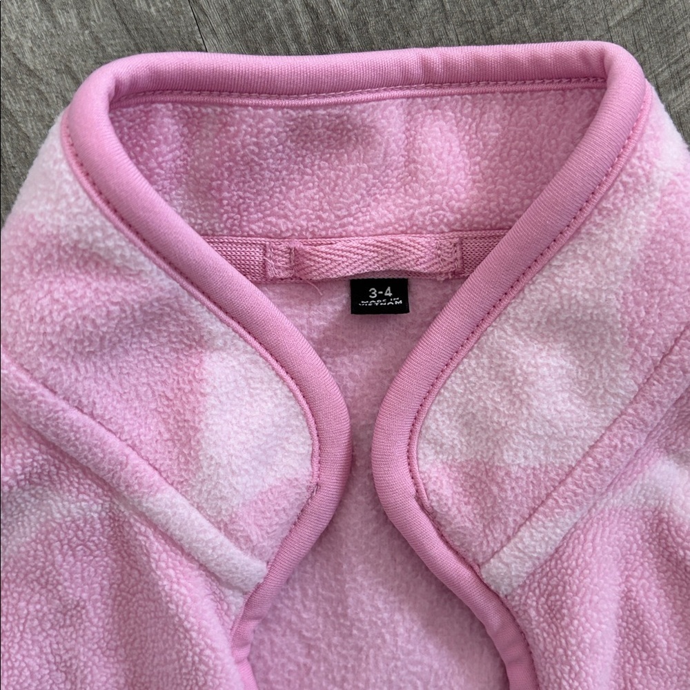 Uniqlo Pink and White Fleece Jacket 3-4Y - Picture 2 of 4
